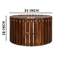 thumbnail image 5 of Myla 31 Inch Handcrafted Round Coffee Table with Vertical Planks, Iron Rivets, Dark Walnut Brown Acacia Wood- Saltoro, 5 of 7
