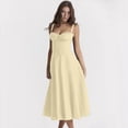 thumbnail image 4 of Vestido Bohemio de Verano para Mujer, Estilo Midi con Corsé, Informal, con Tirantes Finos y Cordones, Estilo Fluido Amarillo L, 4 of 7