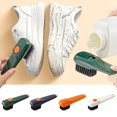thumbnail image 4 of Cepillos de zapatos multifuncionales con dispensador de jabón, cepillo de cerdas suaves de mango largo, limpiador para lavandería doméstica, suministros de limpieza, 4 of 4