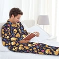 thumbnail image 6 of Lsque Skull gold flower Pattern Long Sleeve Pajama Set for Men - Soft 2-Piece Sleepwear and Loungewear Set with Pockets, Comfy Nightwear-Medium, 6 of 7