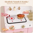 thumbnail image 5 of Wisairt Wooden Play Kitchen for Kids, Pretend Play Kitchen with Realistic Sounds & 17-Piece Accessory Set, Pink, Age 3+, 5 of 9