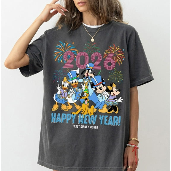 Disney Walt Disney World Mickey and Friends Happy New Year 2026 Comfort Colors Shirt, Disneyland Vacation shirt 2026, Magic Kingdom, Disney World Tee