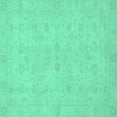 thumbnail image 1 of Ahgly Company Machine Washable Indoor Square Abstract Turquoise Blue Modern Area Rugs, 5' Square, 1 of 4
