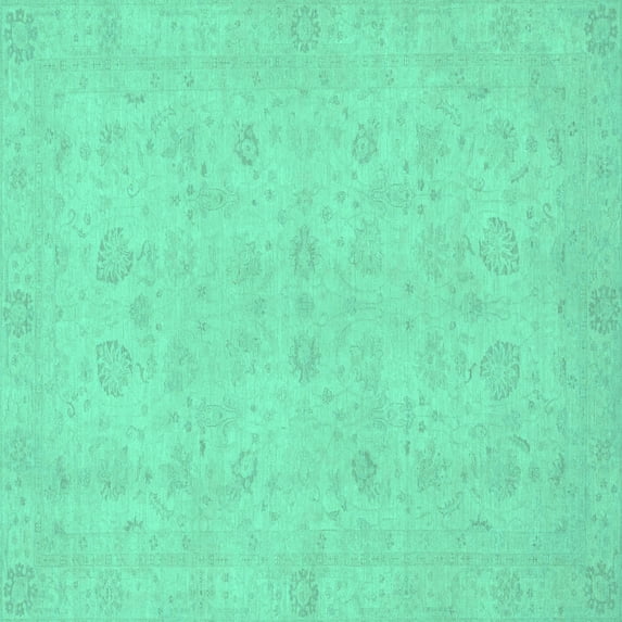 Ahgly Company Machine Washable Indoor Square Abstract Turquoise Blue Modern Area Rugs, 5' Square