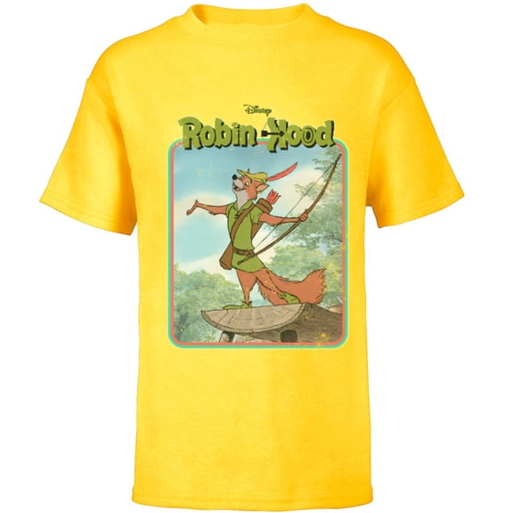 Disney Robin Hood Retro - Short Sleeve T-Shirt for Kids -Customized-Yellow