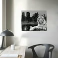 thumbnail image 4 of Acheng White Tiger Canvas Wall Art Large Black And White Tiger Picture Wild Animal Prints City Reflection In Water Artwork Framed  20x16in, 4 of 6