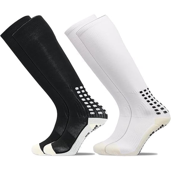 Sainberth Mens Knee High Grip Soccer Socks Non Slip Long Socks for Football Basketball Sports
