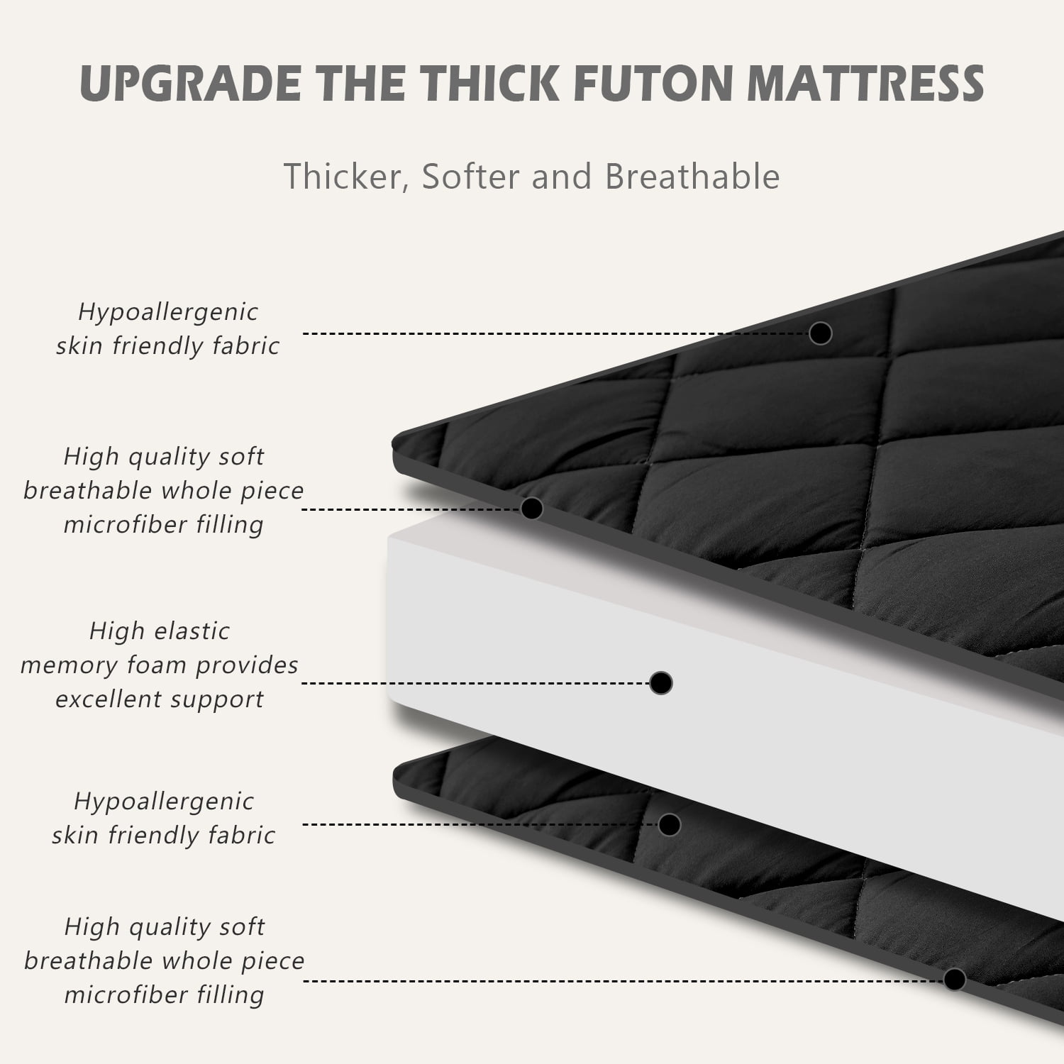 Slsy 4" Folding Twin Extra Firm Quilted Top Extra Thick Padded Japanese Floor Mattress