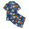 thumbnail image 5 of Gelikeya Tween Pajamas Size 6-7 Halloween Pajamas Short Sleeves Collared Tops Shorts 2 Piece Outfits All Saints' Day Sleepwear Toddler Pajamas 2-13Y (Navy, 6-7 Years), 5 of 5