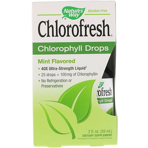 Nature's Way, Chlorofresh, Chlorophyll Drops, Mint Flavored, 2 fl oz (59 ml) (Pack of