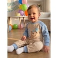 thumbnail image 5 of RUINIXCW Baby Boys First Birthday Romper Adorable Long Sleeve Round Neck Jumpsuit, 5 of 7