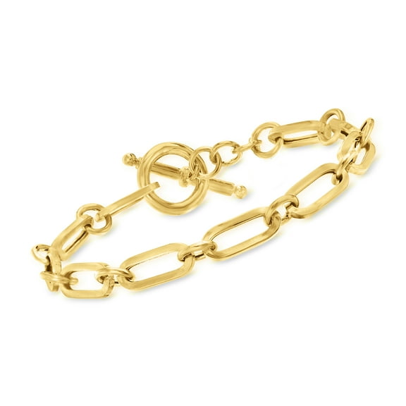 Ross-Simons Italian 18kt Gold Over Sterling Paper Clip Link Toggle Bracelet, Women's, Adult