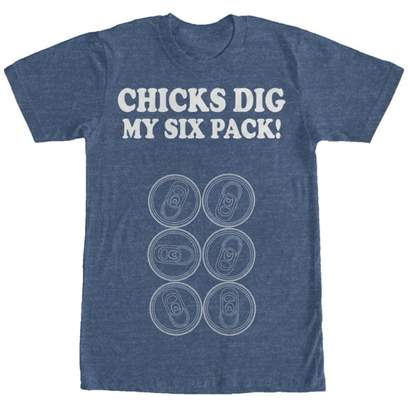 Men's CHIN UP Chicks Dig My Six Pack Graphic Tee Navy Blue Heather 2X Large