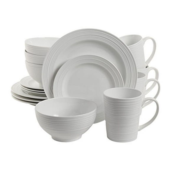 Gibson Home 102504.16RM Amelia Court 16 Piece Dinnerware Set, White