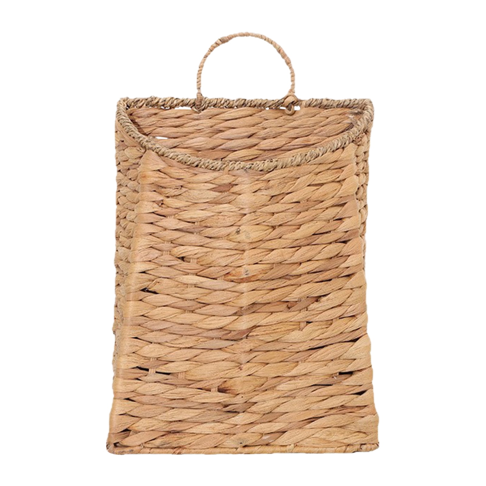 Water Hyacinth Hanging Wall Basket, Handwoven Wicker Wall Hanging Baskets for Home Decor, Entryway & Bathroom – Natural Handmade Door Basket for Stylish Wall Display,9.8 x 4.7 x 12.6 in