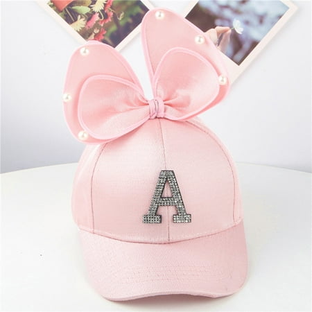 

Leutsin Cute Kids Children Pearl Bowknot Letter Peaked Hat Baseball Cap Sunhat
