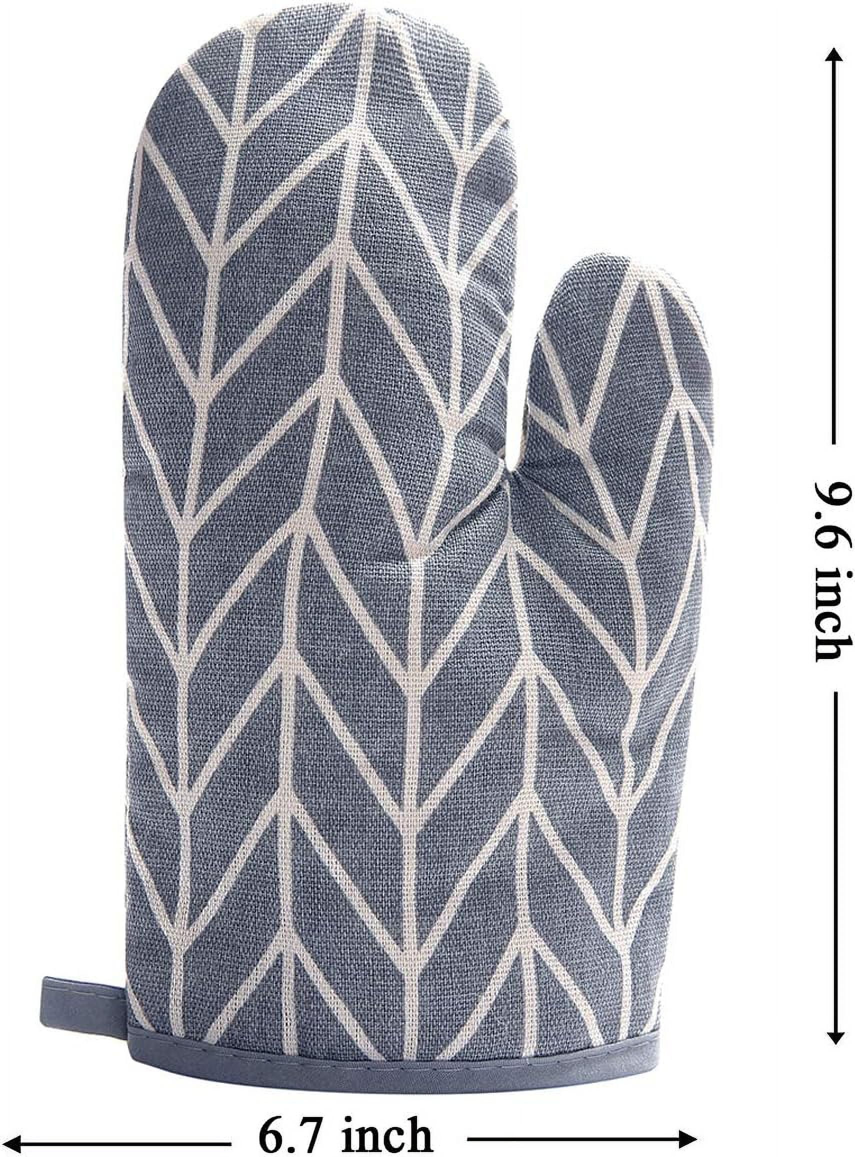 Oven Mitts and Potholders BBQ Gloves-Oven Mitts and Pot Holders with Recycled Infill Silicone Non-Slip Cooking Gloves for Cooking Baking Grilling (4-Piece Set,Yellow)