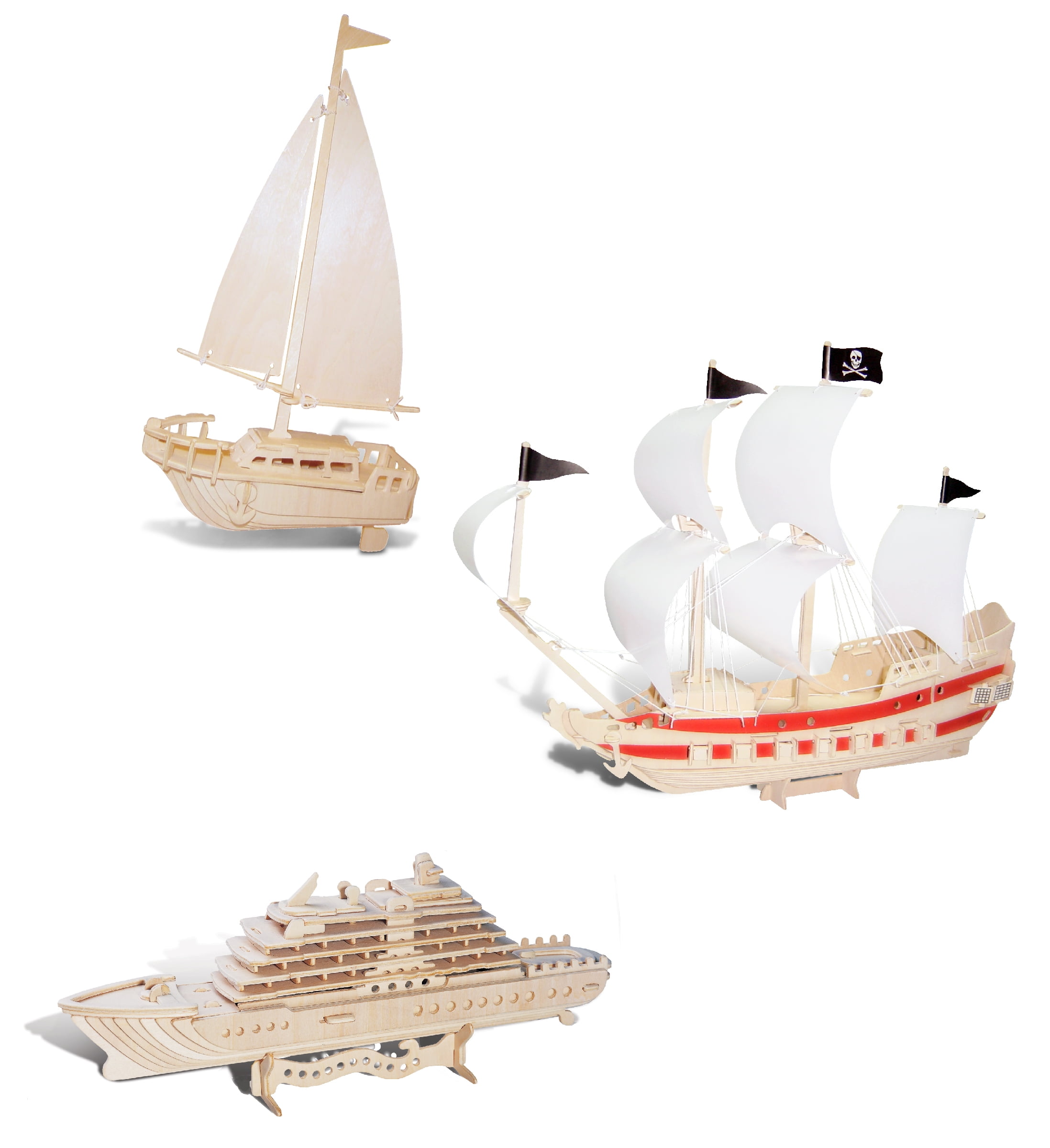Wooden Pirate Ship Toy Nautical Ocean Pirates Ships Wood Boats Model Playset 