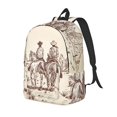 thumbnail image 1 of Balery Cowboys Riding Horses Mochila Clásica Impresa Básica para Viaje, Mochila Escolar Resistente al Agua, Mochila de Lona con Correas Ajustables-Medium, 1 of 5