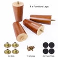 thumbnail image 5 of Uxcell Wood Furniture Legs 4Pcs, Hardwood Replacement Legs for Sofa DIY Walnut Color 3.94 inch, 5 of 7
