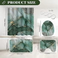 thumbnail image 3 of 4pcs Green Marble Pattern Shower Curtain Set, Modern Decorative Bathroom Set, Bathroom Rug, U-Shape Mat, Toilet Lid Pad, Water-resistant Curtain Including 12 Hooks, Bathroom Accessories, 3 of 8