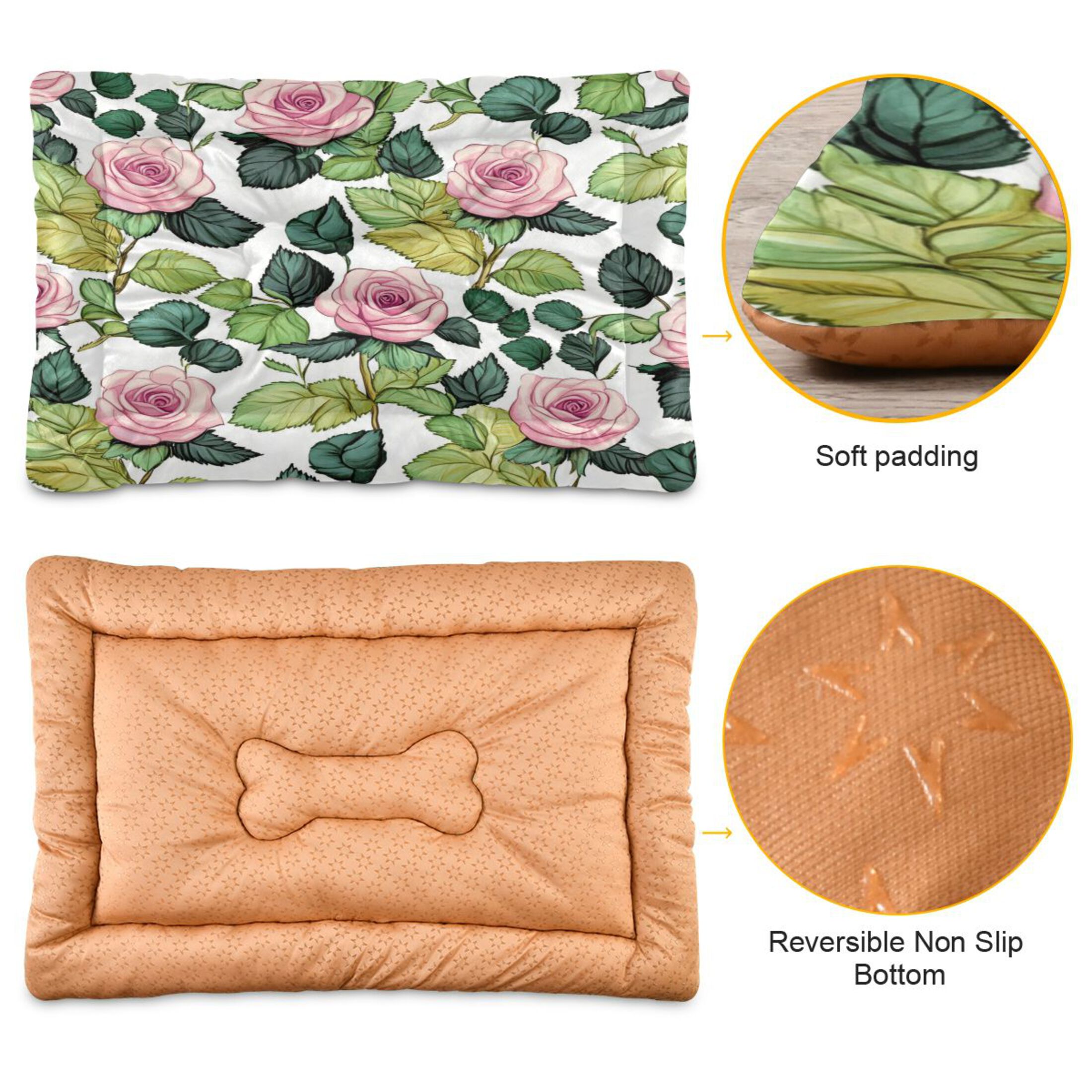 Qxltty Pink Rose Ped Pad Wear-resistant and Hard to Bite Through Sleeping Pad for Small Medium Large Dogs Winter Pet Bed 36×24in