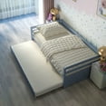 thumbnail image 2 of Costway Twin Size Trundle Daybed Wooden Slat Support Mattress Platform Gray, 2 of 10
