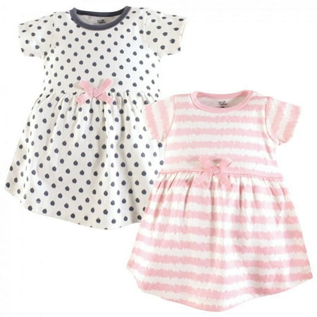 UPC: 0660168662429 | Touched by Nature Baby and Toddler Girl Organic Cotton Short-Sleeve Dresses 2pk Pink Gray Scribble 6-9 Months