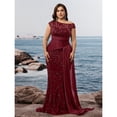 thumbnail image 2 of AURA Plus Size Evening Dress Square Neck Sleeveless Beaded Slim Fit Party Long Dress Teal Blue Wine Red, 2 of 6