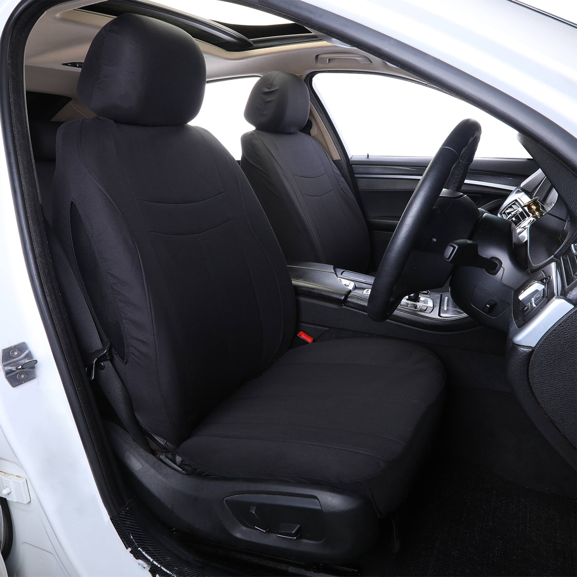 Universal Front Car Seat Covers for 2 Seats, Full Protection Black Auto Seat Protector Set, Compatible with Cars SUVs Trucks, Anti-Wear, All-Season Interior Upgrade