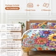 thumbnail image 6 of 3 Piece Boho Flowers Duvet Cover Set Twin Size, Microfiber Comforter/Quilt Cover with Corner Ties and 2 Pillowcases, Bohemia Ethnic Floral Colorful Floral All Season Soft Bedding with Zipper Closure, 6 of 8