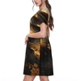 thumbnail image 2 of Rateoe Luxurious Gold Flow Pattern Women’s Short Sleeve Dress – Casual Elegant Summer A-Line Dress for Everyday Wear, 2 of 6