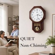 Light Wood Regulator Pendulum Wall Clock - Octagonal Wooden Frame, Roman
