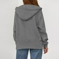 thumbnail image 4 of Women's Zip Up Hoodies Oversized Long Sleeve Cardigans Lightweight Drawstring Hood Jackets with Pockets Solid Casual Sportswear 2025 Fall Fashion Clothing, 4 of 6