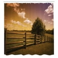 thumbnail image 3 of Ambesonne Nature Scene Shower Curtain, Rural Meadow Fence Sky, 69"Wx75"L, Mauve Taupe Amber, 3 of 5