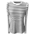 thumbnail image 5 of T Shirts for Womens Crew Neck Loose Tees with Puffy Sleeves Base Tops Striped Long Sleeve Shirt Women, 5 of 6