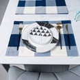 thumbnail image 3 of Blue Buffalo Plaid Placemats Set of 4, Linen Checkered Double Layer Placemat Kitchen Table Mats, Waterproof Heat Resistant Durable Cloth Place Mats 13 x 19 Inches (Navy Blue and White), 3 of 5