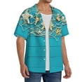 thumbnail image 2 of Wukai Seashells And Fishing Net On Blue Wooden Table Men's Casual Short-Sleeve Button Down Shirt,Cuban Shirts for Men,Mens Short Sleeve Dress Shirts-X-Large, 2 of 5