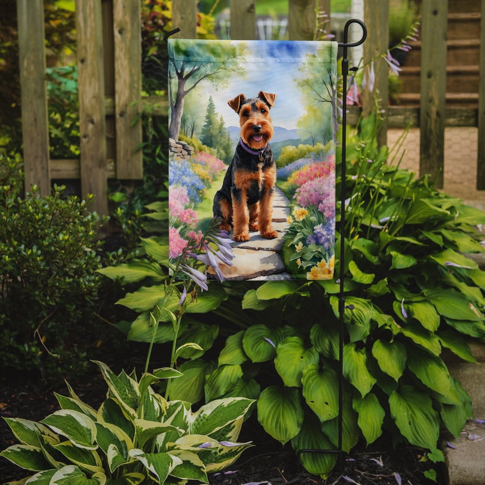 Welsh Terrier Spring Path Garden Flag 11.25 in x 15.5 in