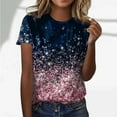 thumbnail image 2 of TSADFHJI Chandails pour Femmes en Coton Mode Décontractée pour Femmes Dégradé à Paillettes Imprimé Col Rond T-Shirt Ample, 2 of 5
