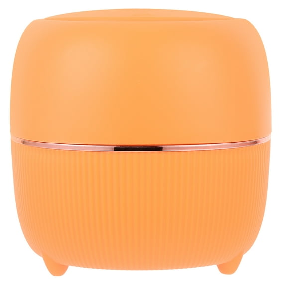 FRCOLOR Orange Plastic Desktop Trash Can with Clamshell Lid for Home Use Compact and 4.5 x 3.2 x 5.1 inches