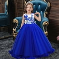 thumbnail image 5 of URMAGIC 4-14 Years Girls Sleeveless Floral Bridesmaid Dress Kids 3D Bow Princess Pageant Lace Prom Ball Gown Formal Maxi Dress, 5 of 5