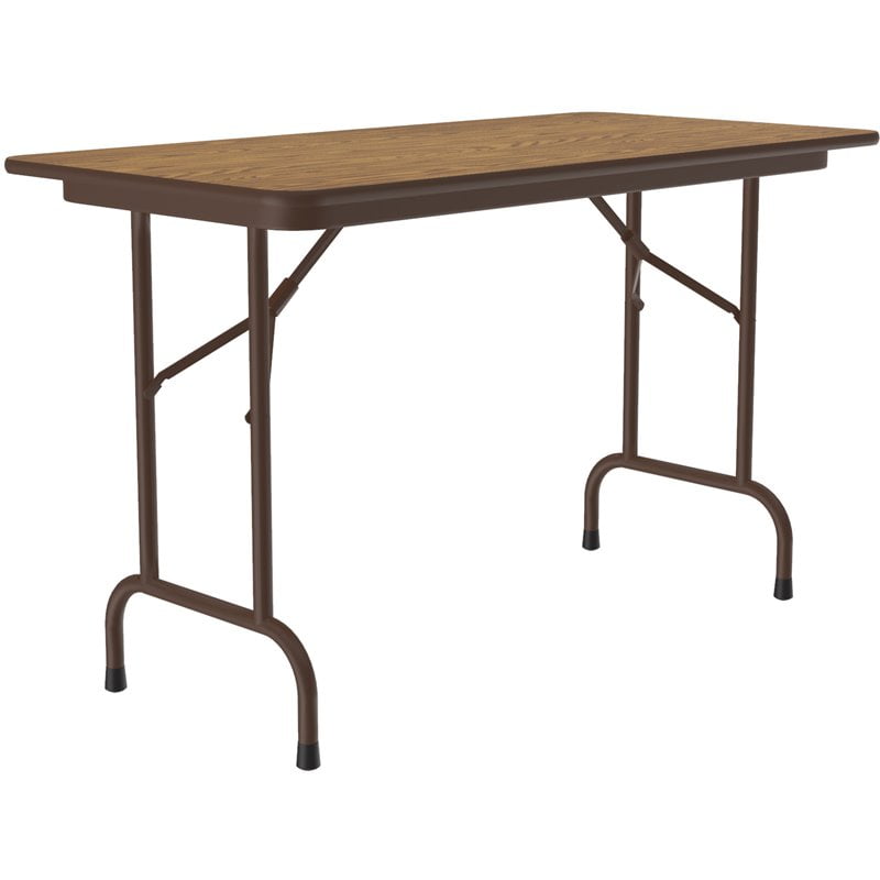 Correll 24"W x 48"D Melamine Top Folding Table in Medium Oak