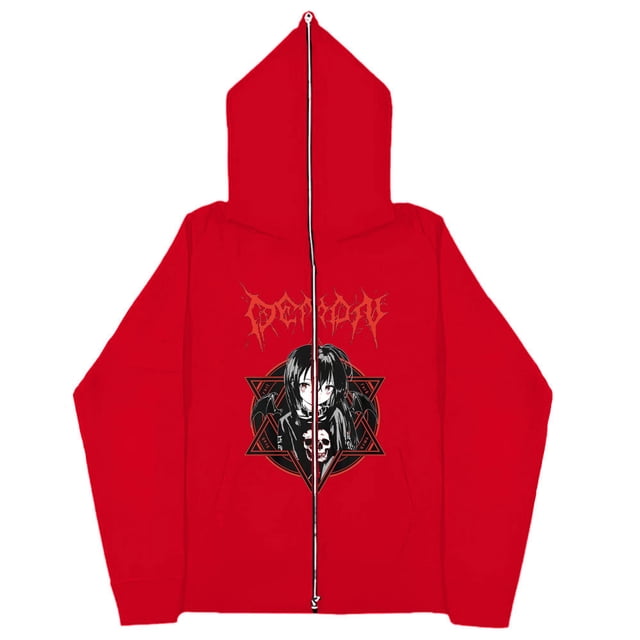 Sudaderas Y2K de chica oscura europea y americana para hombres y mujeres, sudaderas con capucha góticas para parejas, sudadera de Cremallera larga Harajuku