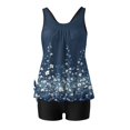 thumbnail image 4 of WTOBBY Women's Tropical Floral Tankini Set Two-Piece Swimsuit Flowy Shorts & Top Lightweight Bathing Suit for Resort Vacation,Navy M, 4 of 5