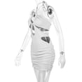 thumbnail image 1 of Vestidos ajustados cortos sexy Vestido de cadera plisado con cuello halter para mujer (Blanco L) FLhrweasw Para estrenar, 1 of 8