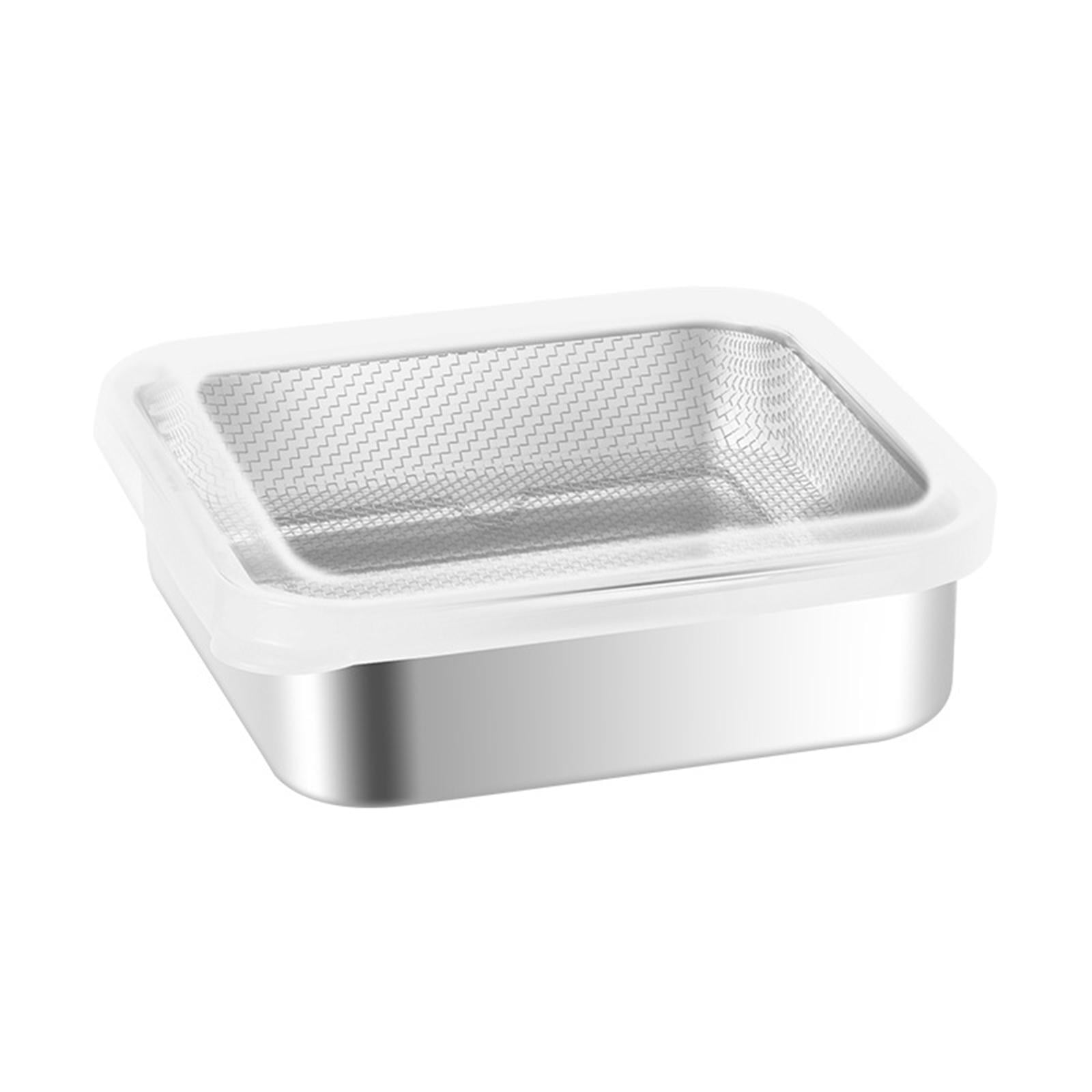 Stainless Steel Container Food Storage Box Colander Set Reusable 1500ml with Airtight Seal for Lettuce and Berries