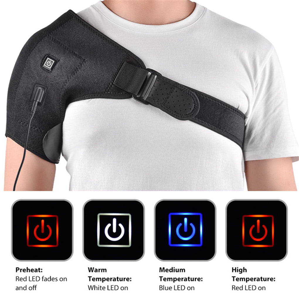 UNISEX ADJUSTABLE USB HEATED SHOULDER WRAP PAD BRACE SUPPORT THERAPY PAIN RELIEF 