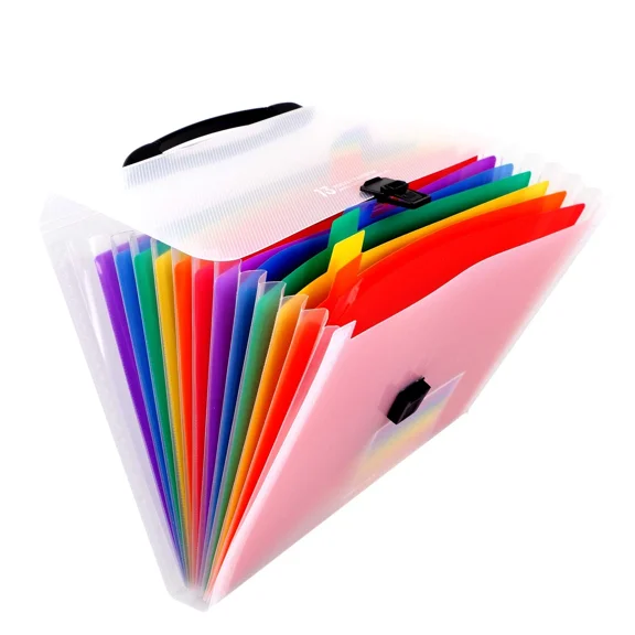 Expanding Files Folder 13 Pockets A4 Rainbow Accordion File Organizer,Index H...