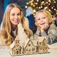 thumbnail image 5 of Christmas Light Up Wooden Houses - 3pcs Unfinished Wooden Village with LED Lights, Mini House Desktop Decor for Xmas Landscape, Centerpieces, and Anthropology Home Decor, 5 of 9